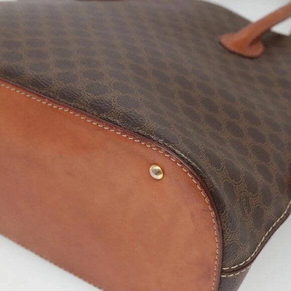 CELINE Macadam Canvas Hand Bag PVC Leather 2way Brown Gold - Picture 9 of 15